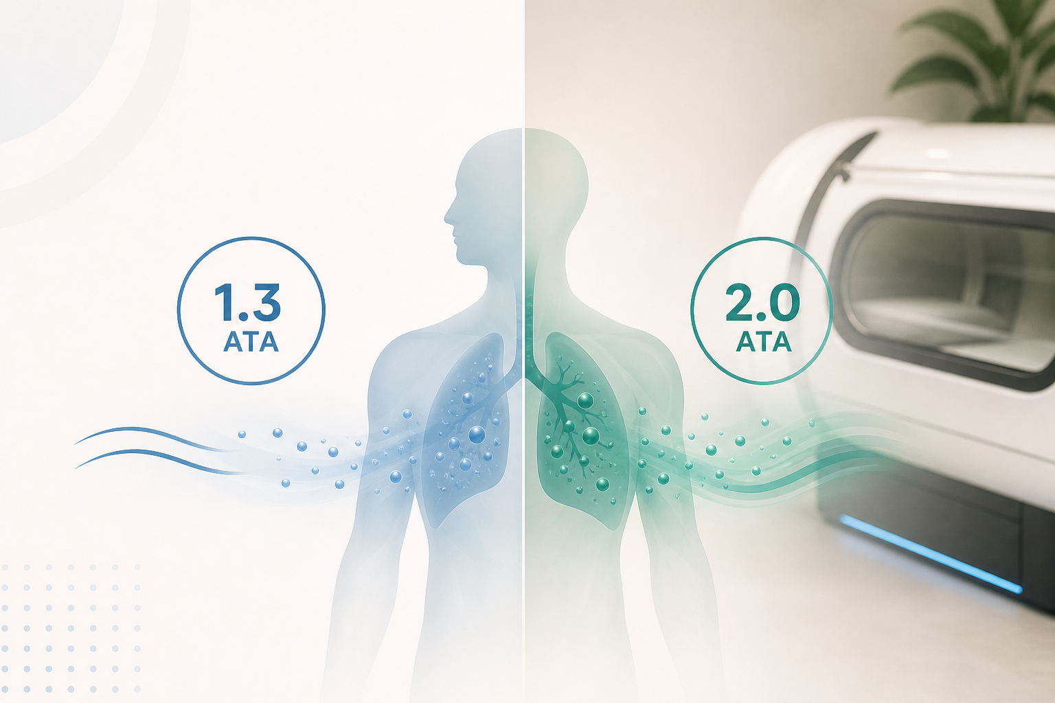 hyperbaric oxygen therapy pressure explained — 1.3 ATA vs 2.0 ATA plasma oxygen dissolution India