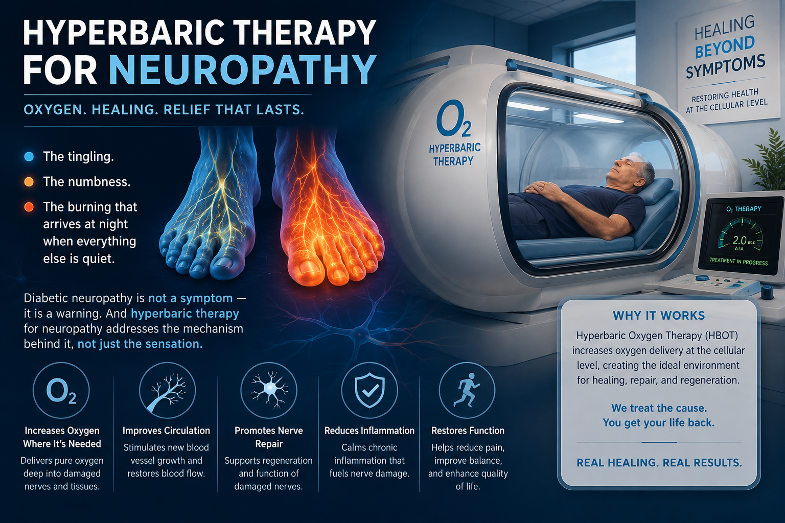 hyperbaric therapy for neuropathy — HBOT diabetic nerve damage treatment oxygen circulation]